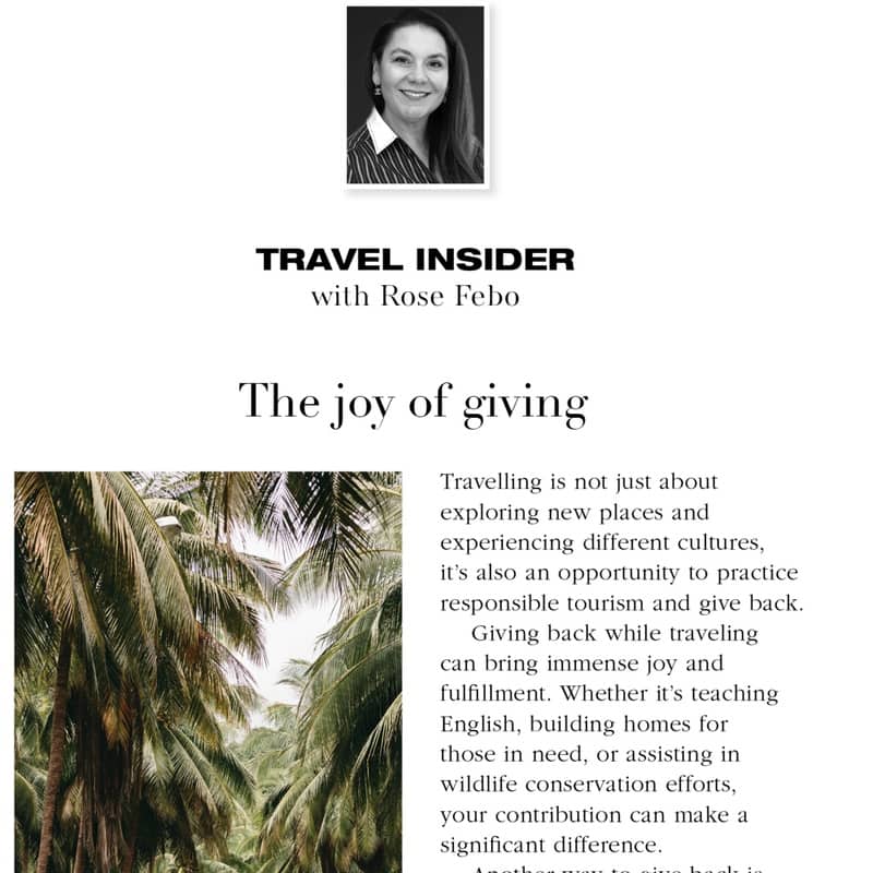 Travel Expert - The joy of Giving